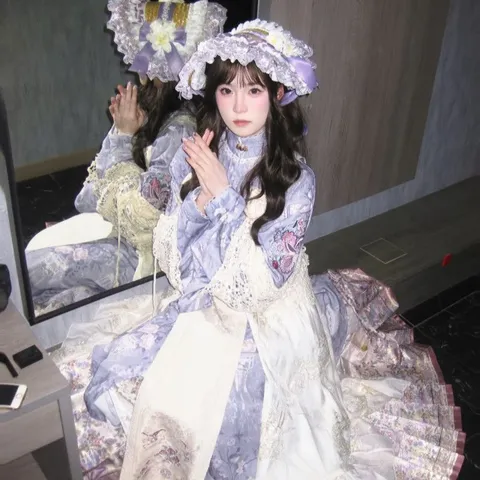 Chapeau de Paille Vintage Lolita BNT Dentelle Nœud Glycine Violet Béguin pour Femmes Accessoire de Photographie Fait Main