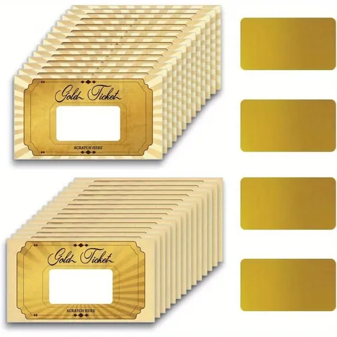 DIY Gold Blank Scratch Off Cards Birthday Party Game Tickets Event Raffle Retro Gold Tickets Favor Cards Set