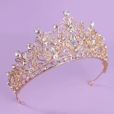 Vintage Royal Alloy Rhinestone Crown For Women Luxury Crystal Tiara For Wedding Bridal Pageant Banquet Birthday Hair Accessories