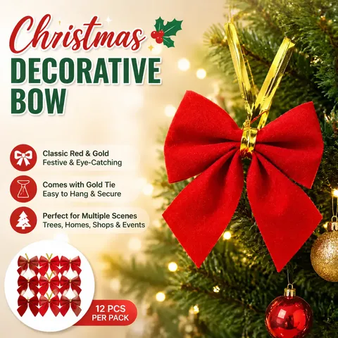 Rote Beflockte Weihnachtsschleifen Mini Samt Schleife Mit Goldband Für Weihnachtsbaumschmuck Geschenkverpackung Party Deko