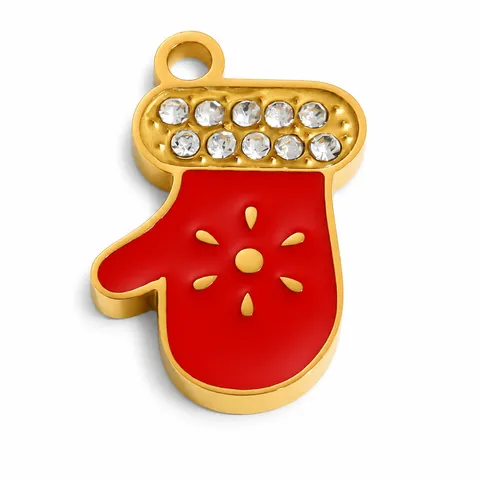 Christmas Theme Stainless Steel Enamel Rhinestone Charms For DIY Jewelry Making Santa Claus Gingerbread Man Elk Christmas Tree Pendant Ornaments