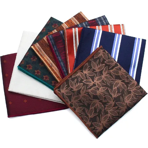 Men's Formal Business Jacquard Pocket Square For Suit Wedding Striped Floral Paisley Geometric Handkerchief Accessory