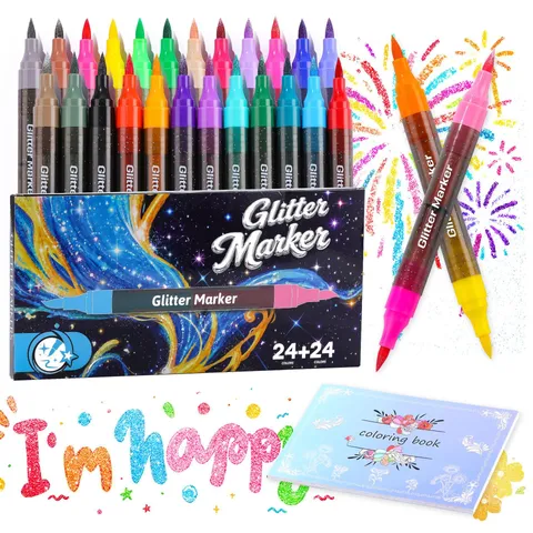 Doppelendige Doppelspitze Glitzer Marker Mehrfarbig Acrylmalstifte Für Kinder Zeichnen Kritzeln DIY Kunstzubehör Schule Büro Schreibwaren