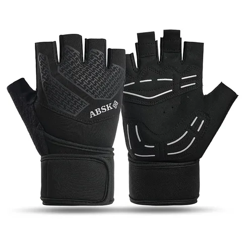 Unisex Half Finger Fitness Gloves With Wrist Support Anti-Slip Breathable Workout Gym Gloves For Weightlifting Cycling Barbell Training Sports Accessories