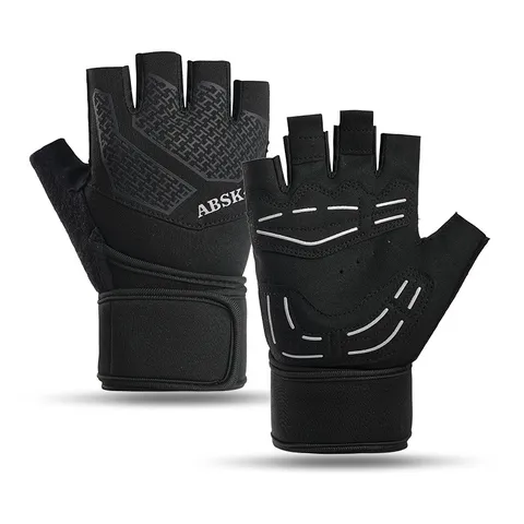 Unisex Half Finger Fitness Gloves With Wrist Support Anti-Slip Breathable Workout Gym Gloves For Weightlifting Cycling Barbell Training Sports Accessories