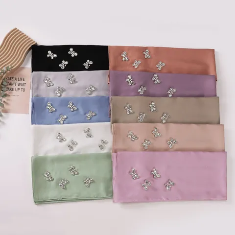 Damen Ethno Chiffon Hidschāb Schal Schmetterling Strass Lange Stola Leicht Atmungsaktiv Kopftuch Südostasiatischer Stil