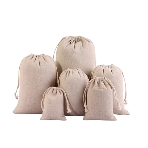 Borsa con Coulisse in Cotone e Lino Naturale Sacchetto di Stoccaggio in Tela Riutilizzabile per Confezioni Regalo Riso Cereali Piccole Borse in Tessuto per Gioielli