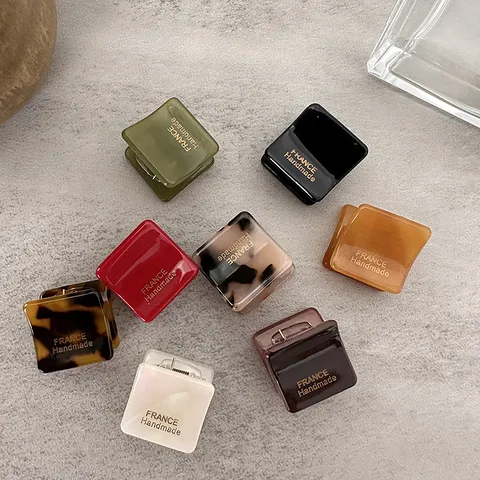 Mini Pinza de Pelo Cuadrada de Acetato Minimalista para Mujer Elegante Clip de Agarre Pequeño de Color Gelatina para Accesorios de Cabello Fino