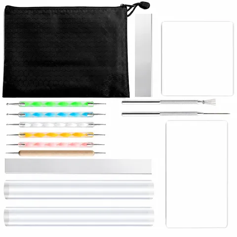 Set Strumenti Per Punteggiatura Mandala Per Modellazione Argilla Ceramica Scultura Pittura Su Roccia Nail Art Con Aste In Acrilico Penne Per Punti Borsa