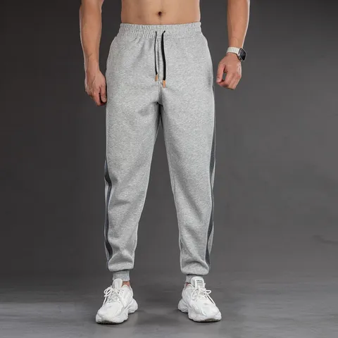 Ανδρικά Heavyweight Αμερικάνικου Στυλ Joggers Ριγέ Patchwork Casual Αθλητικό Sweatpants με Κορδόνι στη Μέση Μείγμα Βαμβακιού Παντελόνι