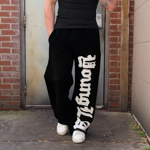 Ανδρική American Retro Casual Φόρμα Κεντημένη από Μείγμα Βαμβακιού Αθλητικό Παντελόνι Ίσια Γραμμή για Γυμναστήριο Προπόνηση