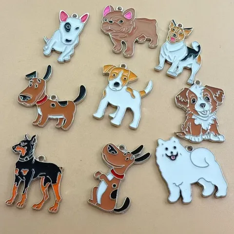 Zinc Alloy Enamel Dog Breed Pet ID Tags For Dogs Collar Pendants Cute Cartoon Samoyed Bull Terrier Frenchie Charms Accessory