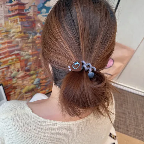 Korean New Heart Cat Telephone Wire Hair Tie Velvet Elastic Spiral Hair Rope Sweet Ponytail Rubber Band Girls Hair Accessory