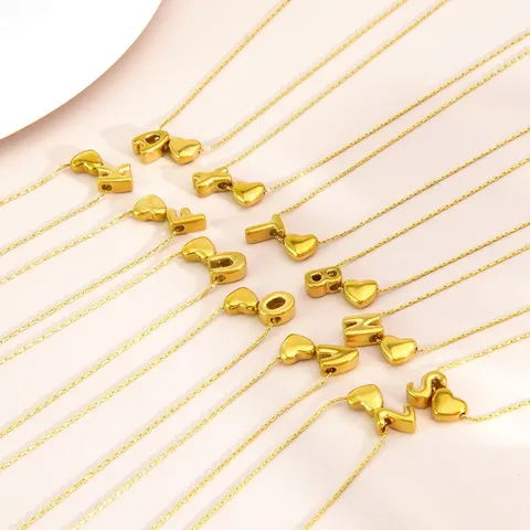 18K Vergoldet 304 Edelstahl Herz Buchstaben Anhänger Halskette Für Damen Minimalistisch Alphabet Herz Charm Gliederkette Schmuck Geschenk