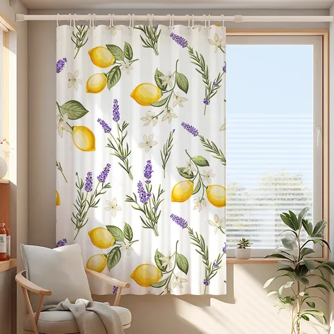 Pastoral Fresh Lemon Floral Print Window Curtain Polyester Blackout Single Panel Drapes For Bedroom Living Room Decor