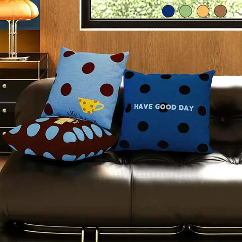 Bauhaus Blue Green Plush Throw Pillow Cover Geometric Dot Printed Sofa Cushion Case For Office Car Nap Pillow Home Decor