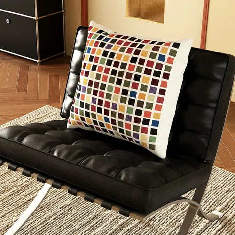 Housse de Coussin en Peluche Géométrique Vintage Douce et Respectueuse de la Peau pour Canapé Bureau Voiture Décoration de Maison Sans Insert