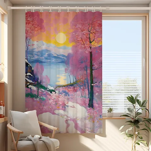 Pastoral Oil Painting Landscape Blackout Curtains Artistic Printed Polyester Window Drapes For Bedroom Living Room Decor