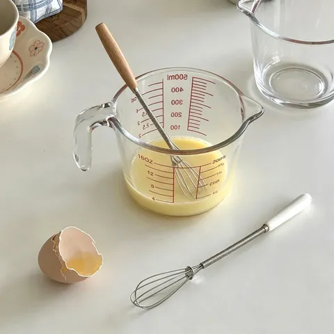 Heat Resistant Graduated Glass Measuring Cup With Handle Large Capacity Kitchen Baking Bowl For Milk And Egg Whisk