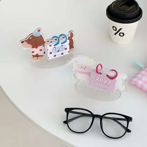 2027 Mini Desktop Acrylic Calendar Creative Cartoon Dachshund Dog Sheep Monthly Planner Portable Office Home Decor