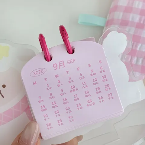 2027 Mini Desktop Acrylic Calendar Creative Cartoon Dachshund Dog Sheep Monthly Planner Portable Office Home Decor