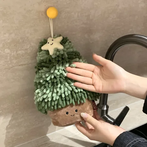 Kerstboom Hangende Handdoek Chenille Verdikt Absorberend Sneldrogend Zacht Voor Keuken Badkamer Kerst Decor