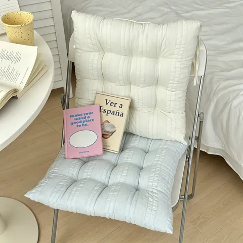 Solid Color Square Seat Cushion Soft Tufted Fabric Chair Pad With Straps Comfortable PP Cotton Floor Pillow For Office Home Student Dormitory