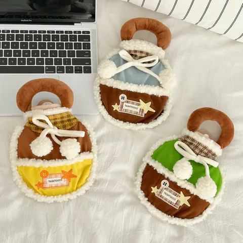 Portable Water Filling Hot Water Bottle With Plush Cover Winter Hand Warmer For Period Relief Students Thickened Leakproof Bag