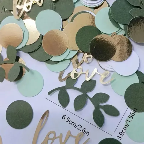 Goud Groen Papier Confetti Set Liefde Hart Blad Vorm Cirkel Decor Voor Bruiloft Bridal Shower Afstuderen Verjaardag Feest Tafel Decoraties