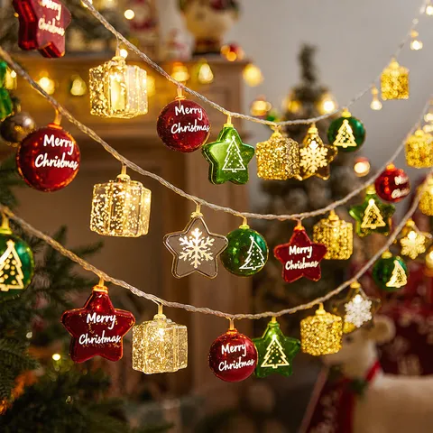 Luces de Cadena LED de Navidad Papá Noel Muñeco de Nieve Reno Decoración Interior Blanco Cálido Batería USB Luces de Hadas