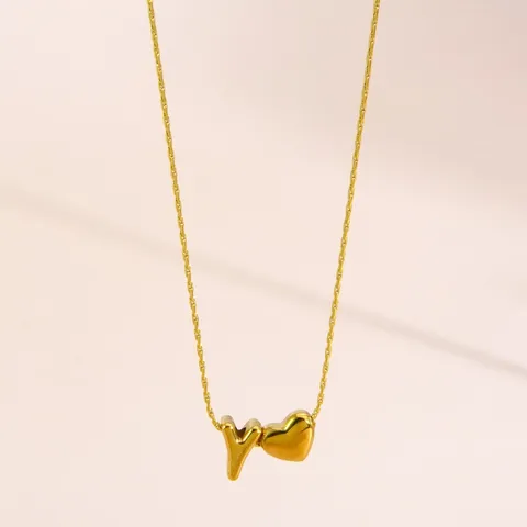 18K Vergoldet 304 Edelstahl Herz Buchstaben Anhänger Halskette Für Damen Minimalistisch Alphabet Herz Charm Gliederkette Schmuck Geschenk