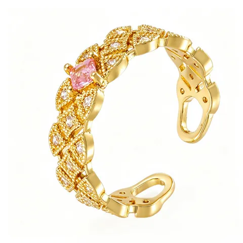 Luxury Copper Zirconia Heart Butterfly Crown Open Ring For Women Vintage Gold Plated Adjustable Fashion Jewelry Party Gift Rings