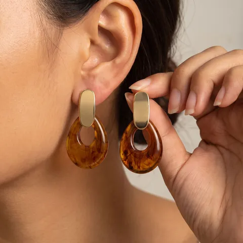 Ins Style 304 Stainless Steel Gold Plated Resin Drip Glaze Water Drop Stud Earrings Niche Elegant Fashion Jewelry Women