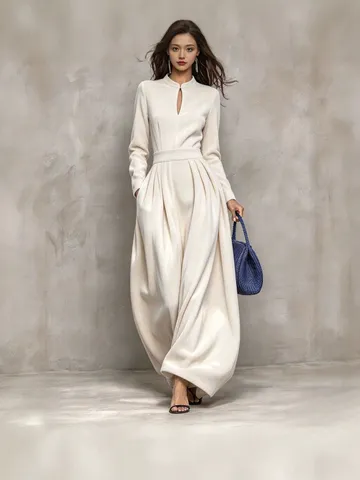 Mono de Mujer Elegante Cuello Alzado Calado Manga Larga Pierna Ancha Otoño Invierno Moda Poliéster Traje Casual de Una Pieza