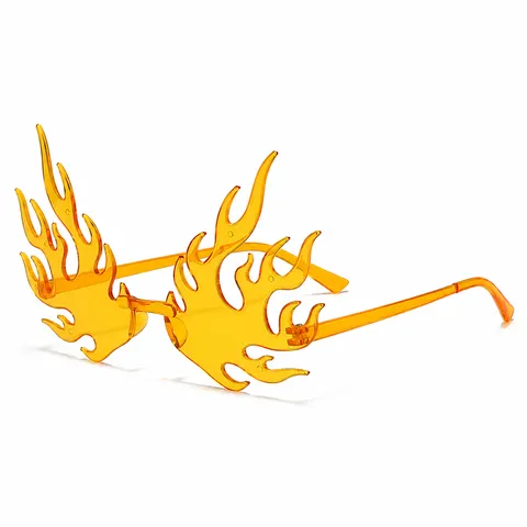 Fashion Flame Shaped Rimless Sunglasses For Women Men Punk Y2K Style Trendy Fire Wave Frameless Eyewear Party Decorative Glasses