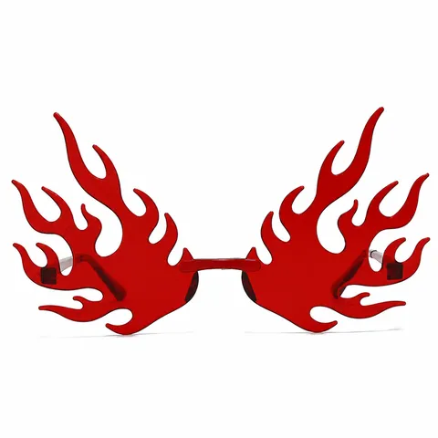 Fashion Flame Shaped Rimless Sunglasses For Women Men Punk Y2K Style Trendy Fire Wave Frameless Eyewear Party Decorative Glasses