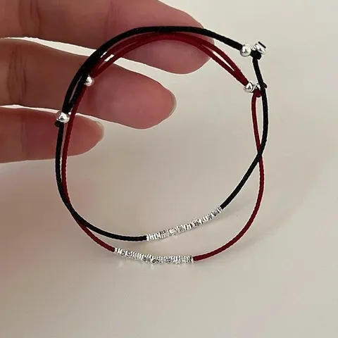 New Chinese Style Smashed Silver Red String Bracelet For Women Light Luxury Niche Design Copper Silver Plated Adjustable Hand Jewelry Gift