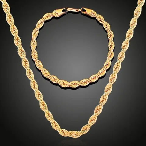 Mode Gedraaide Touwketting Halsketting Legering Verguld Geometrische Eenvoudige Stijl Voor Mannen Vrouwen Dagelijkse Feest Sieraden Accessoires
