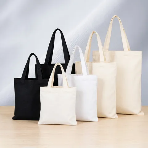 Bolsa de Lona Lisa de Color Sólido Ecológica Reutilizable Bolso de Algodón para Compras DIY Bolsa de Regalo Multitalla Bolso de Hombro Casual