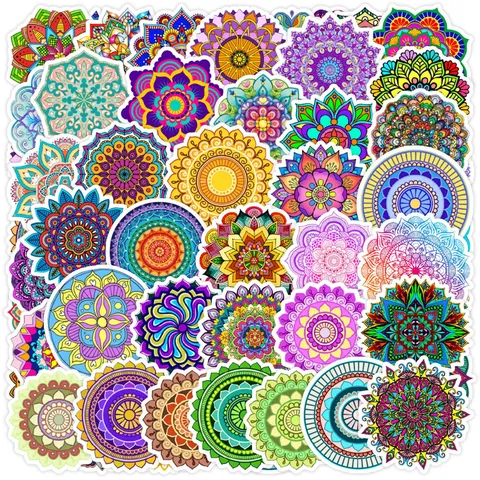 Adesivi Graffiti Mandala per Notebook Skateboard Borraccia Impermeabile PVC Decalcomanie a Motivo Geometrico Adesivi per Bagagli Chitarra