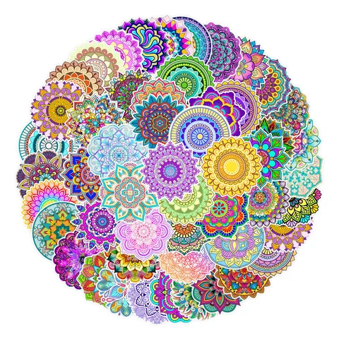 Adesivi Graffiti Mandala per Notebook Skateboard Borraccia Impermeabile PVC Decalcomanie a Motivo Geometrico Adesivi per Bagagli Chitarra