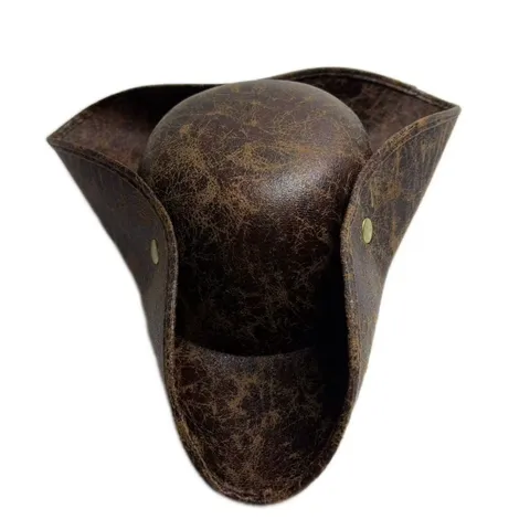 Cappello da Pirata in Ecopelle di Halloween Accessorio per Cosplay in Maschera Cappello a Tricorno Con Rivetti Unisex