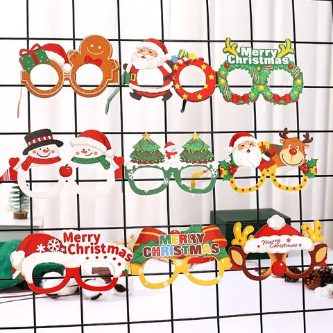 Christmas Paper Decorative Glasses For Kids Gift Santa Claus Reindeer Snowman Pattern Party Favors Photo Props Kindergarten Reward Eyeglasses Decor