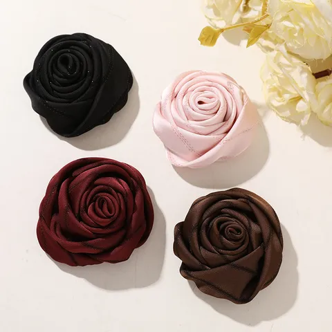 Handmade Satin Fabric Rose Bud Flower For DIY Hair Clips Brooch Clothing Accessories Hand Rolled Flower Bud Trims