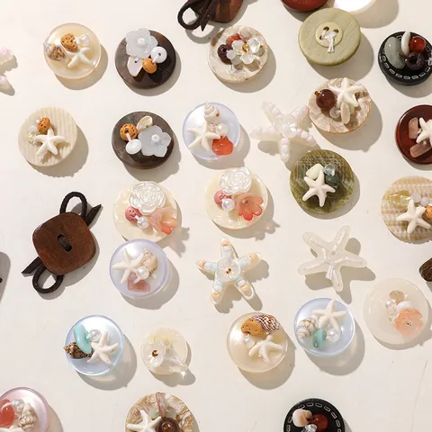 Summer Ocean Series Resin Beads Shell Starfish Button DIY Shoe Charms Hair Accessories Clothes Bag Hand-woven Decoration Jewelry Making Components