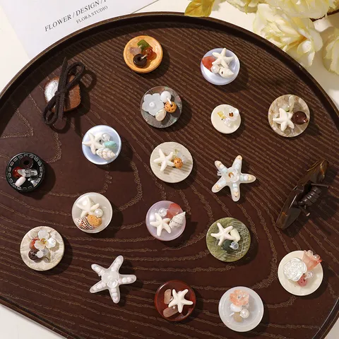 Summer Ocean Series Resin Beads Shell Starfish Button DIY Shoe Charms Hair Accessories Clothes Bag Hand-woven Decoration Jewelry Making Components