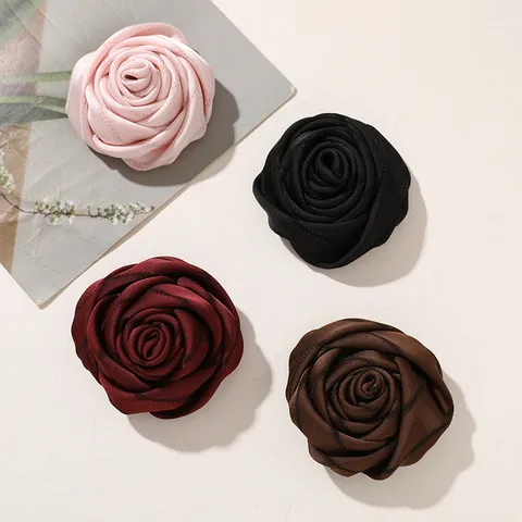 Handmade Satin Fabric Rose Bud Flower For DIY Hair Clips Brooch Clothing Accessories Hand Rolled Flower Bud Trims