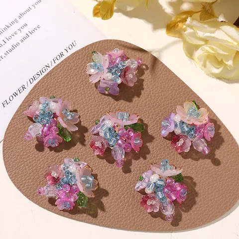 Handgefertigtes Traumhaftes Lila Blütencluster DIY Schmuckzubehör Für Ohrringe Haarklammern Schuhschnallen Perlenblumen Dekoration
