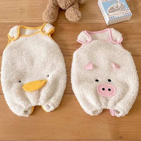 Tuta Invernale Calda per Cani in Finta Lana d'Agnello Foderata in Pile con Ricamo Animale Vestiti per Cani di Piccola e Media Taglia Bichon Teddy