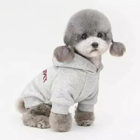 Heather Grey Pet Hoodie For Small Medium Dogs Cats Letter Print Casual Hooded Puppy Clothes Soft Polyester Warm Dog Sweatshirt